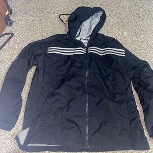adidas Black and Gray Hooded Windbreaker